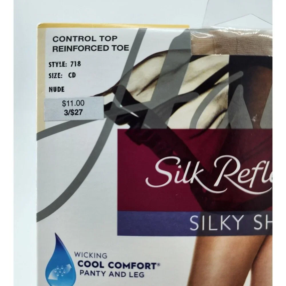 Hanes Silk Reflections Silky Sheer Control Top Reinforced Toe Pantyhose‎ CD 718